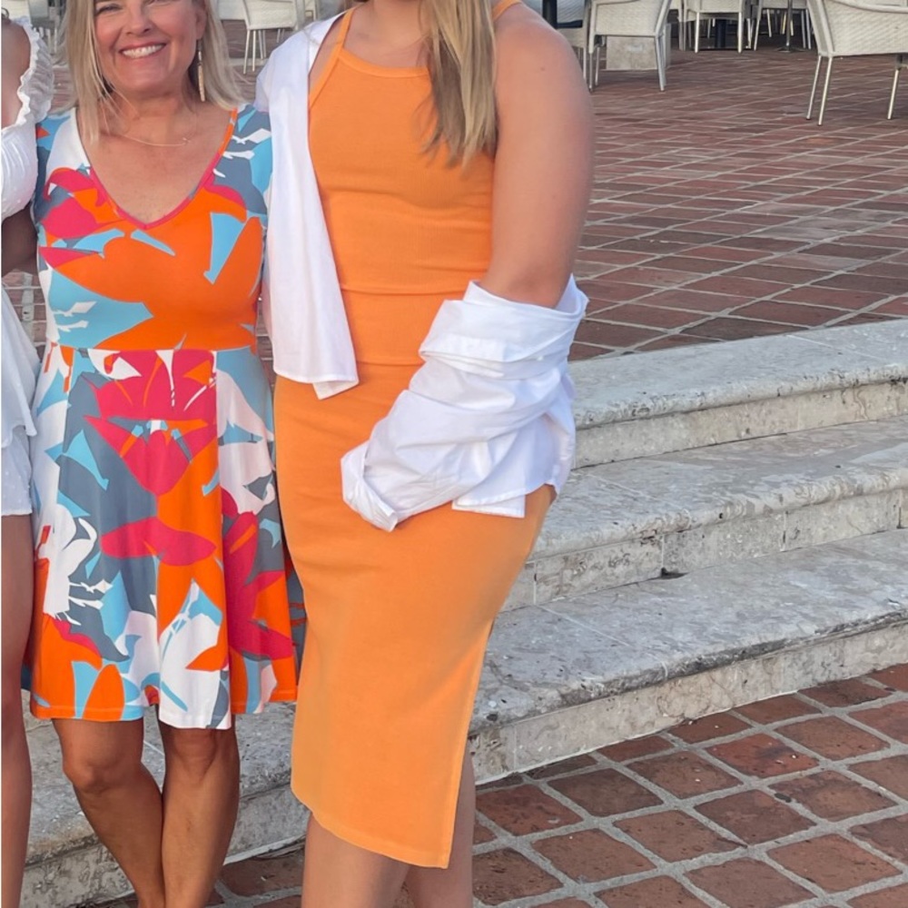 Orange Summer Midi Dress
